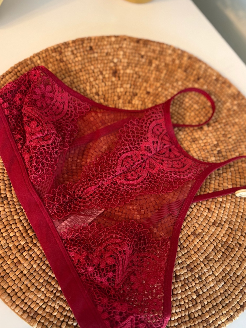Victoria's Secret Burgundy Lace High-Neck Bralette